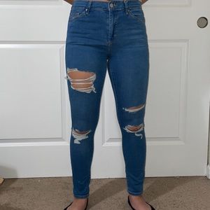 Topshop Moto Leigh Blue Skinny Jeans